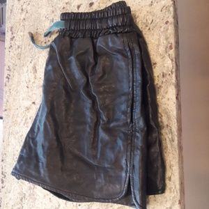 Leather (faux) short w/ blue drawstring from Paris